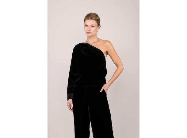 Taiwo Blouse Black S One-shoulder velour blouse 