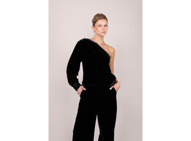 Taiwo Blouse Black S One-shoulder velour blouse 