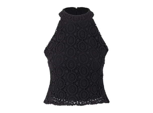 Bloom Top Black L Crochet halter-neck 