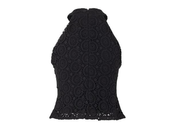 Bloom Top Black L Crochet halter-neck 