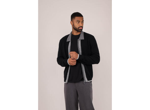 Ford zip cardigan Black XXL Wool knit cardigan 