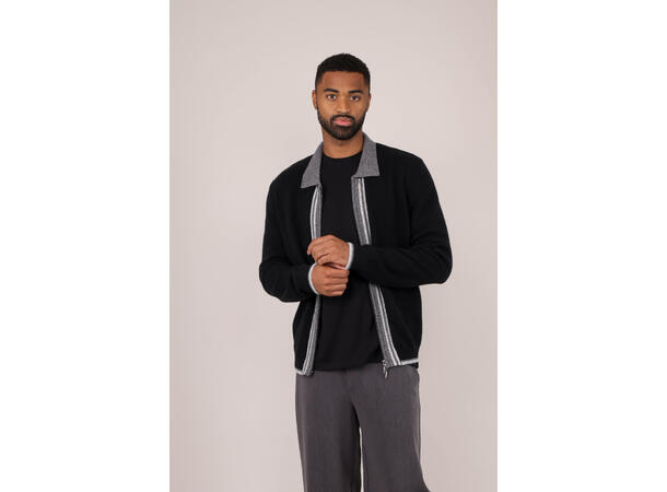 Ford zip cardigan Black XXL Wool knit cardigan 