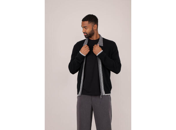 Ford zip cardigan Black XXL Wool knit cardigan 