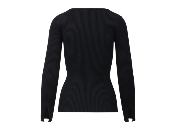 Freja Sweater Black S Sweetheart rib LS top 