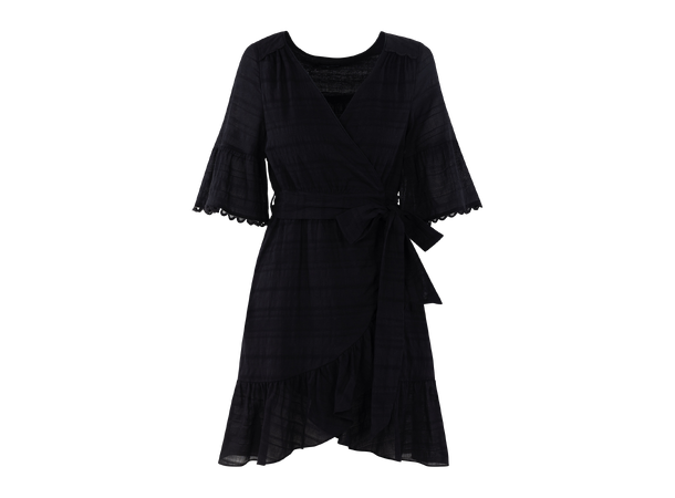 Hilke Dress Black S Cotton wrap  dress 