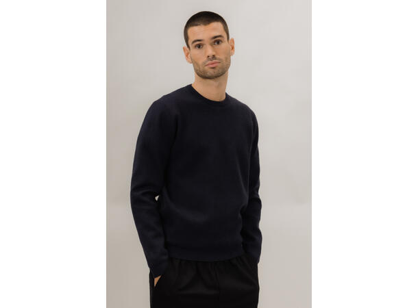 Jake Sweater Dark Navy M Basic knit sweater 