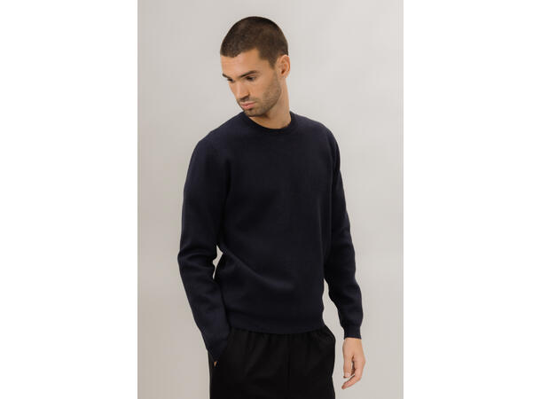 Jake Sweater Dark Navy M Basic knit sweater 
