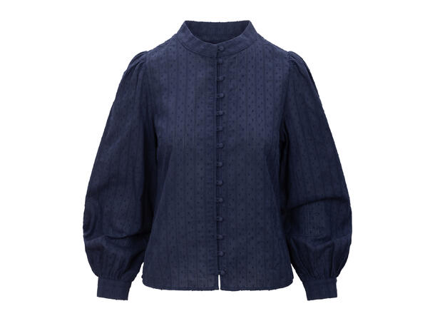 Otilie LS Blouse Navy M Blouse with ruffles 
