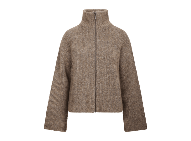 Pandora Cardigan Mid Brown L Mohair zip wool cardigan 