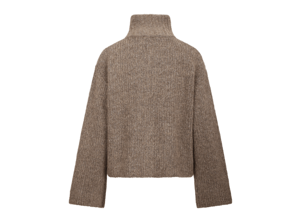 Pandora Cardigan Mid Brown L Mohair zip wool cardigan 