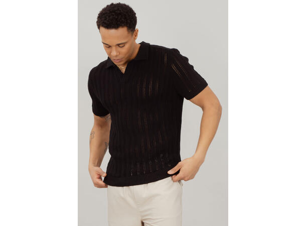 Perez Pique Black M Heavy knit pointelle pique 