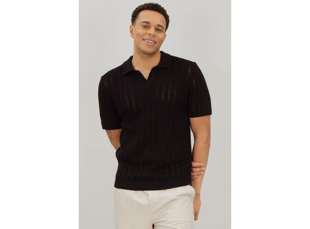 Perez Pique Black M Heavy knit pointelle pique 