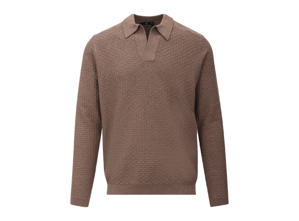 Sanches Sweater Mid Brown M Cashmere mix LS pique 