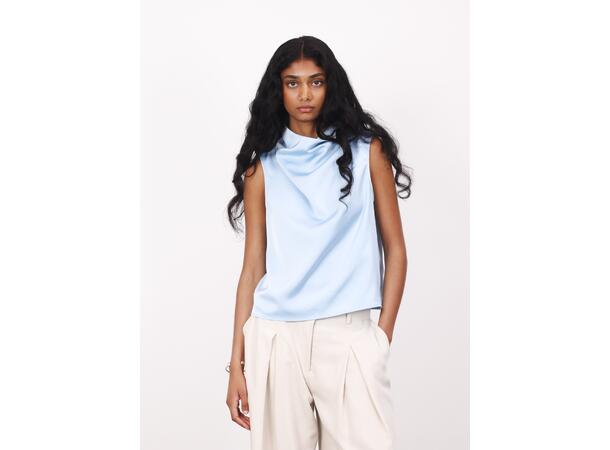 Ellinor Top Light Blue M Satin watefall top 