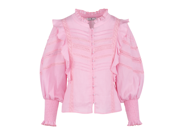 Kristy Blouse Sachet Pink L Cotton blouse with lace trim 