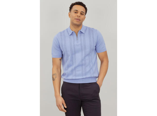 Lucien Pique Blue Bonnet XXL Pointelle knit zip pique 