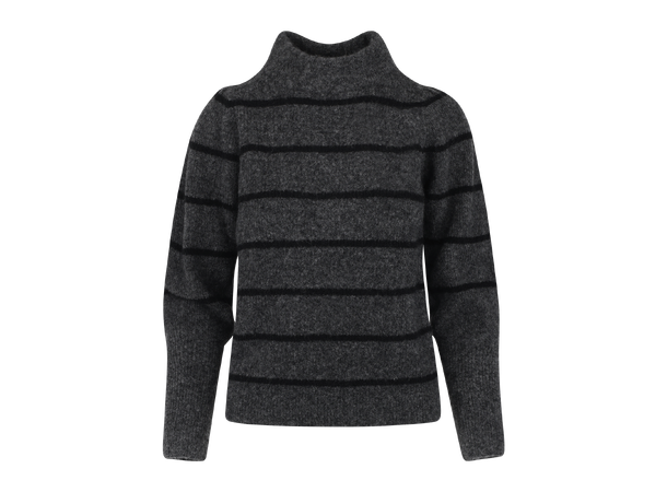 Mara Sweater Charcoal L Striped puffed sleeves mohair sweater 