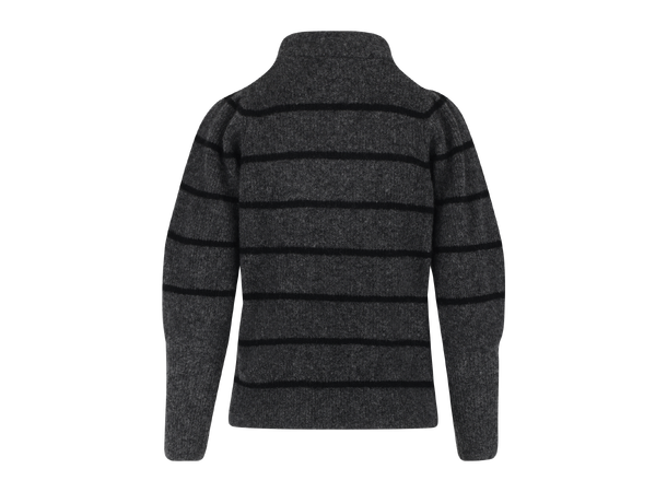 Mara Sweater Charcoal L Striped puffed sleeves mohair sweater 