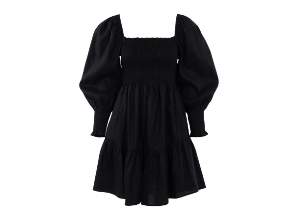Milagros Dress Black S Stretch linen dress 