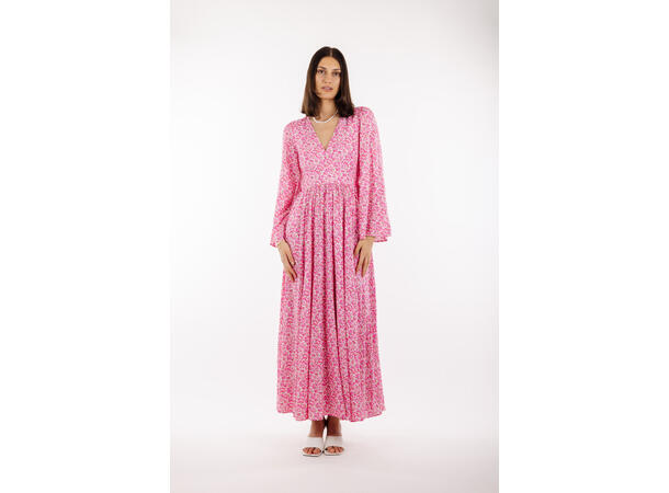 Milena Dress Pink AOP XL V-neck open back maxi dress 