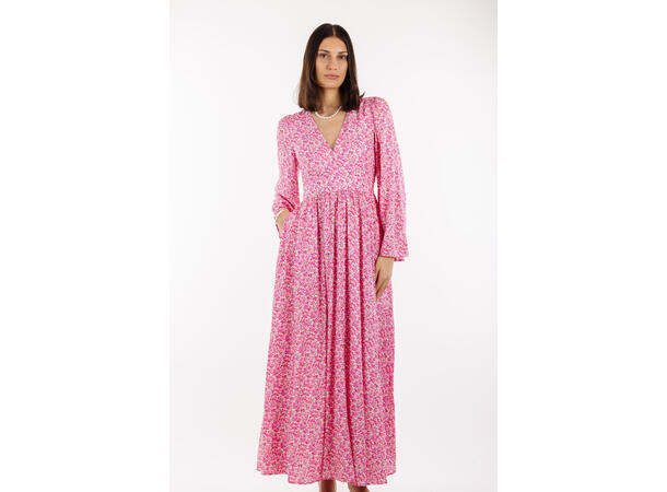 Milena Dress Pink AOP XL V-neck open back maxi dress 