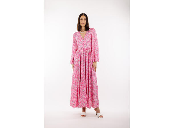Milena Dress Pink AOP XL V-neck open back maxi dress 