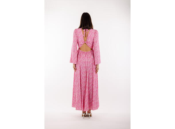 Milena Dress Pink AOP XL V-neck open back maxi dress 