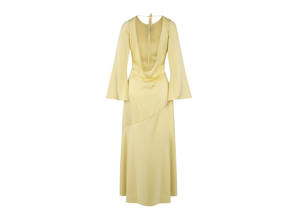 Sanne Dress Light Yellow XL Satin dress with open back 