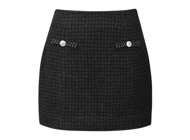 Smilla Skirt Black XL Mini boucle skirt with UP logo buttons 