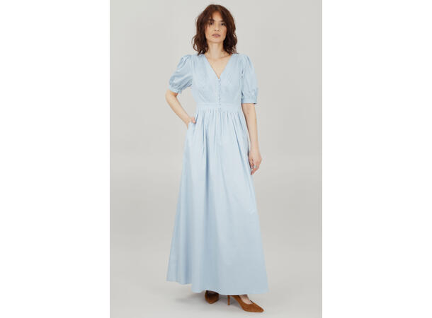 Sunnie Dress Light Blue S Maxi pintuck cotton satin dress 