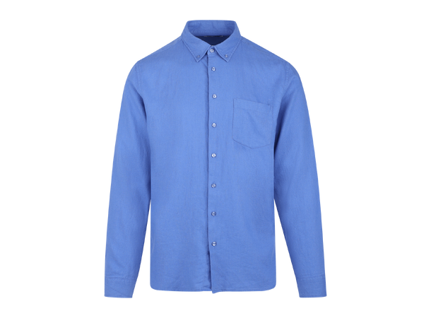 Thad Shirt Blue Bonnet M Linen cotton LS shirt 