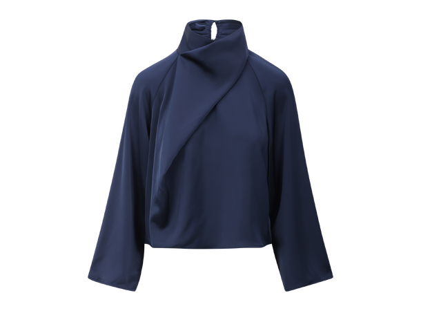Cira Blouse Dark Navy XL Satin blouse with twist 