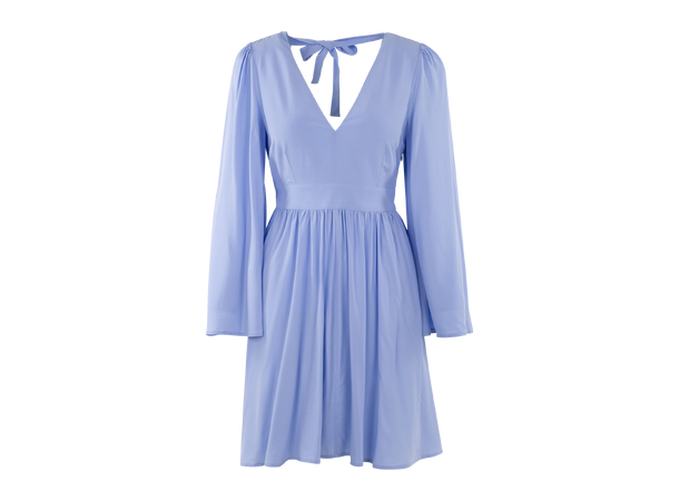 Claudia Dress Vista Blue S V-neck open back mini dress 