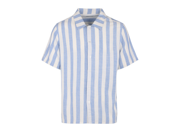 Folke SS Shirt Light Blue L Striped linen SS shirt 