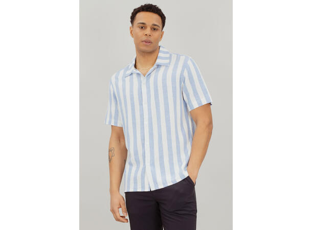 Folke SS Shirt Light Blue L Striped linen SS shirt 