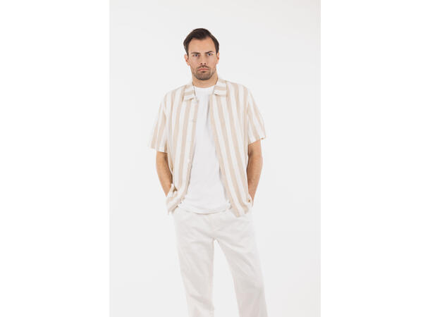 Folke SS Shirt Light Blue L Striped linen SS shirt 