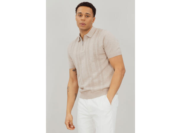 Lucien Pique Light Sand S Pointelle knit zip pique 
