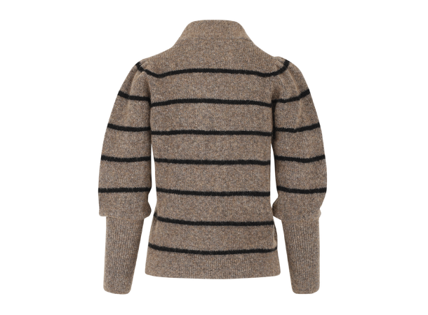 Mara Sweater Brown XL Striped puffed sleeves mohair sweater 