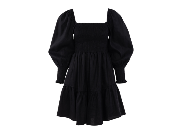 Milagros Dress Black M Stretch linen dress 