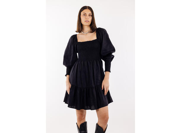 Milagros Dress Black M Stretch linen dress 