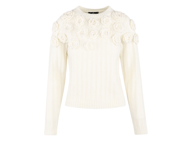 Mimmi Sweater Cream L Fashion flower sweater 