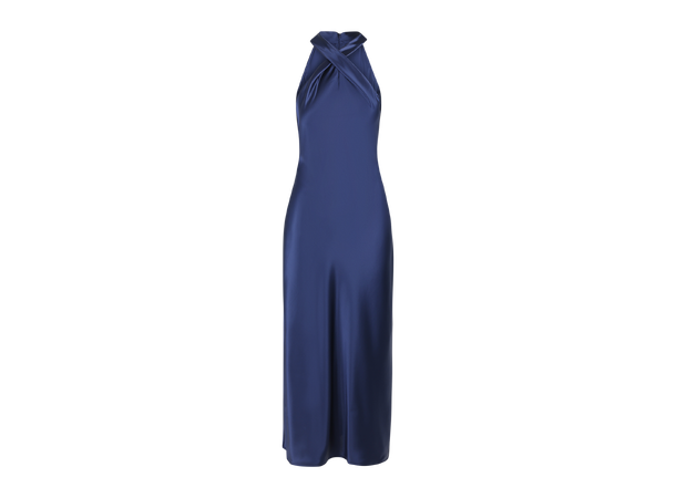 Rikki Dress Dark Navy L Satin twisted neck long dress 