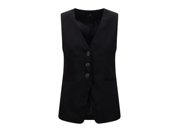 Simmy Waistcoat Black M Long linen waistcoat 