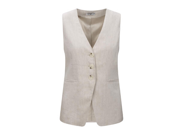 Simmy Waistcoat Sand M Long linen waistcoat 