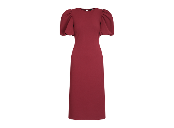 Cuba Dress Burgundy S Midi dress with puffed sleeves 