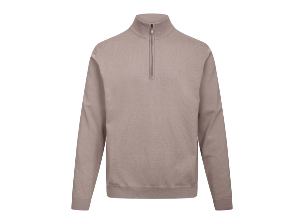Jake Half-zip Dark Sand L Basic half-zip knit sweater 