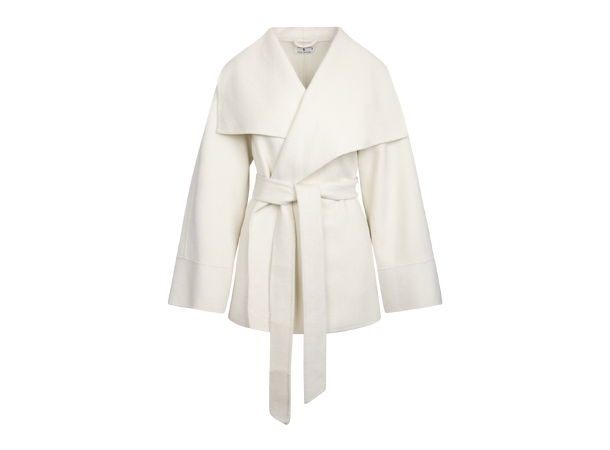 Arabella Jacket White S Short wool wrap jacket 