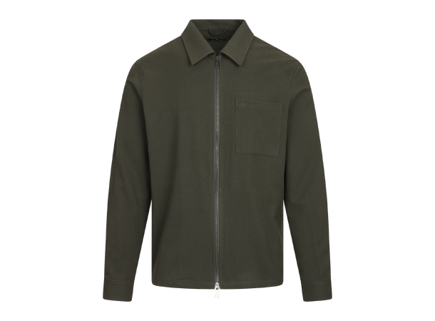 Argus Overshirt Dark Olive M Flannel Zip Overshirt 