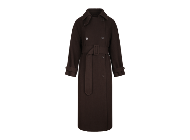 Amelie Trenchcoat Chocolate Brown S Long wool trench 