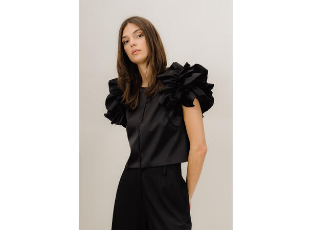Aphrodite Jacket Black S Satin ruffle jacket 